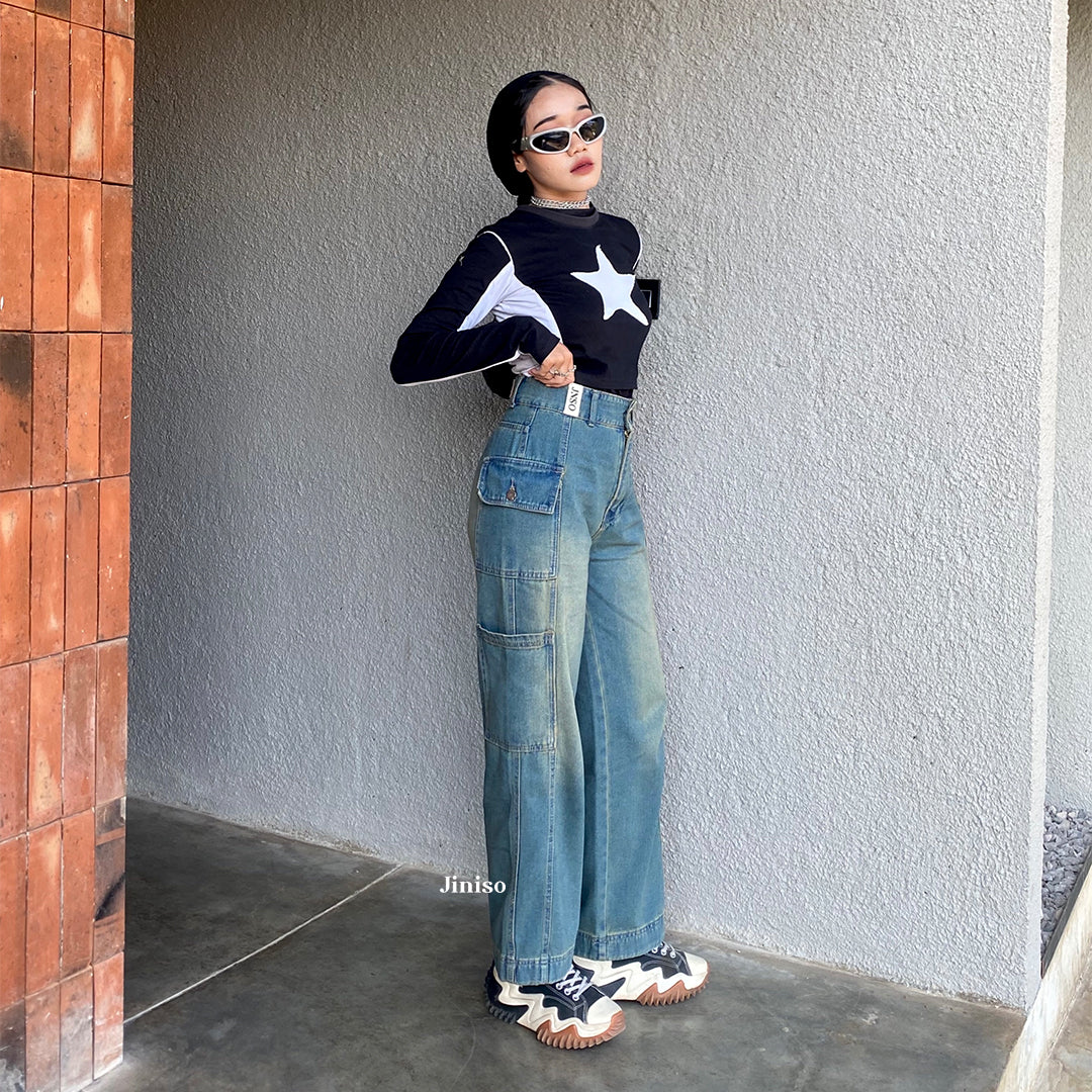 JINISO - Cargo Baggy Highwaist Jeans 417 HANDS UP