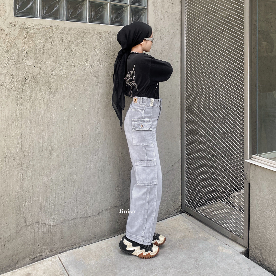 JINISO - Highwaist Cargo Baggy Jeans 415 HANDS UP