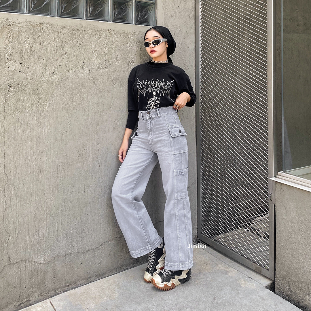 JINISO - Highwaist Cargo Baggy Jeans 415 HANDS UP