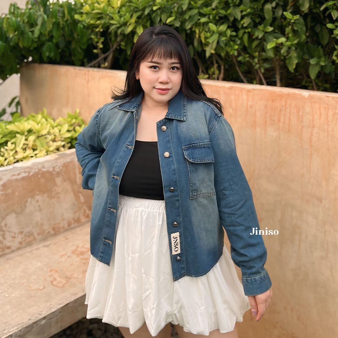 JINISO Big Size Jaket Jeans Oversize Seoul Blue Wash