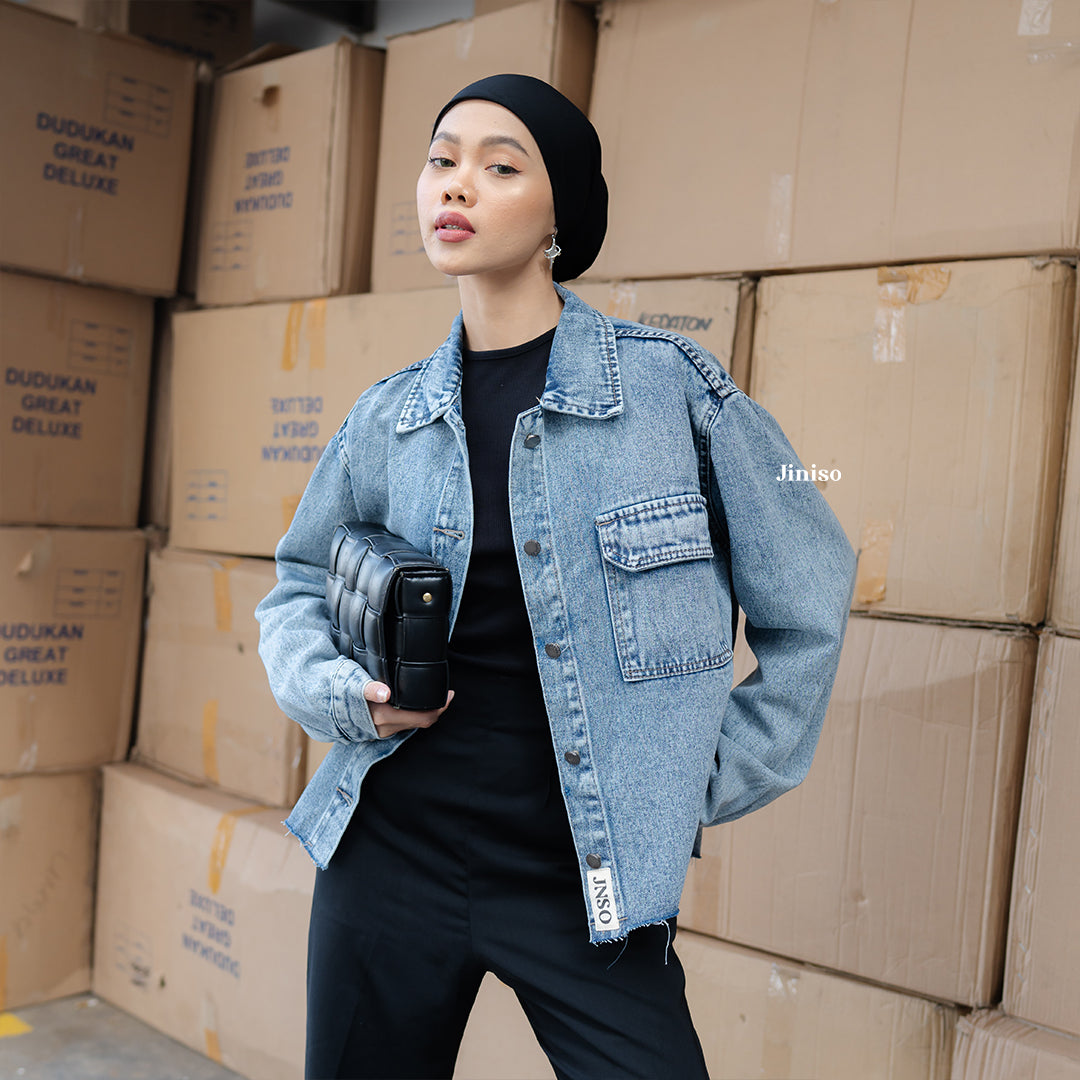 JINISO Jaket Jeans Oversize Seoul Blue Acid