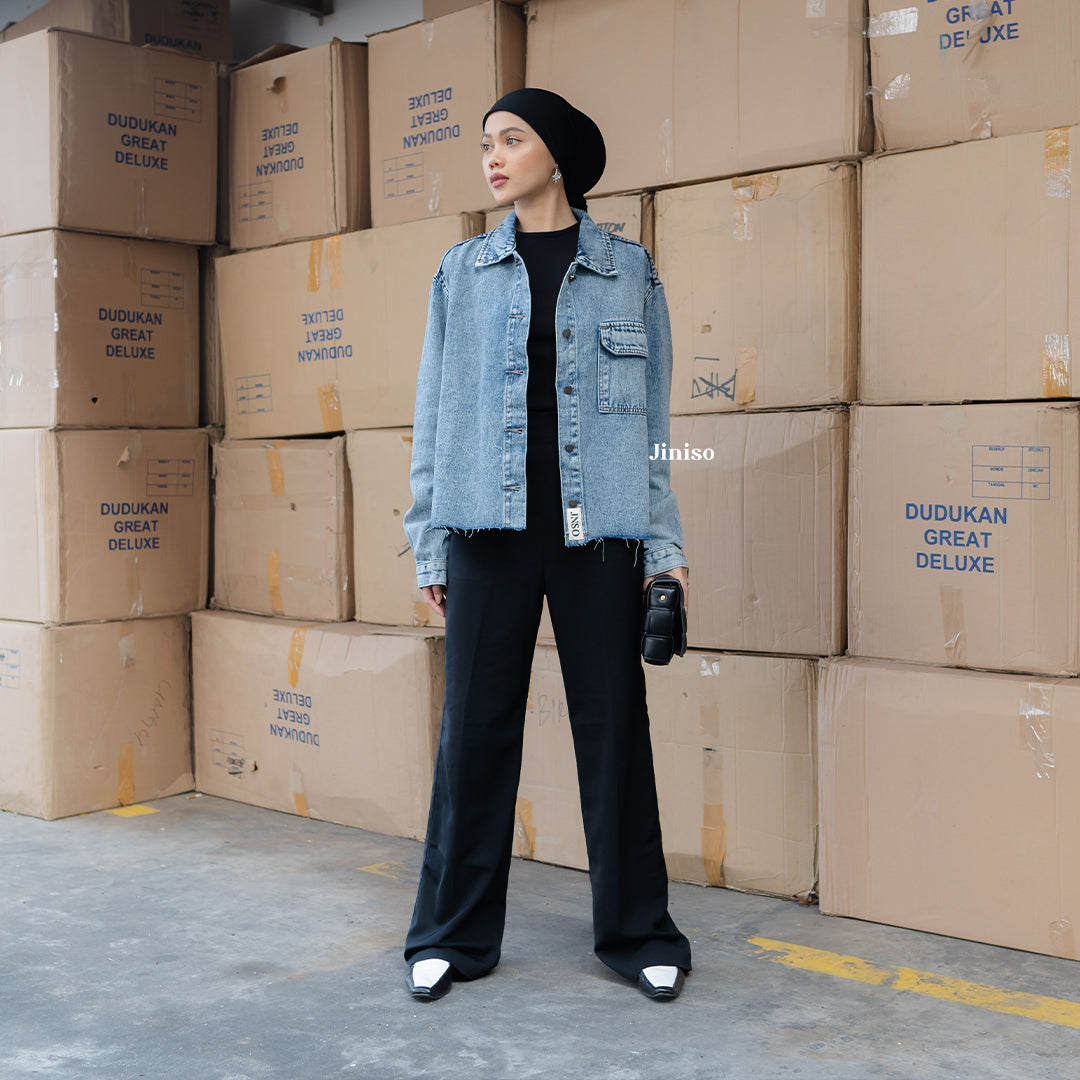 JINISO Jaket Jeans Oversize Seoul Blue Acid
