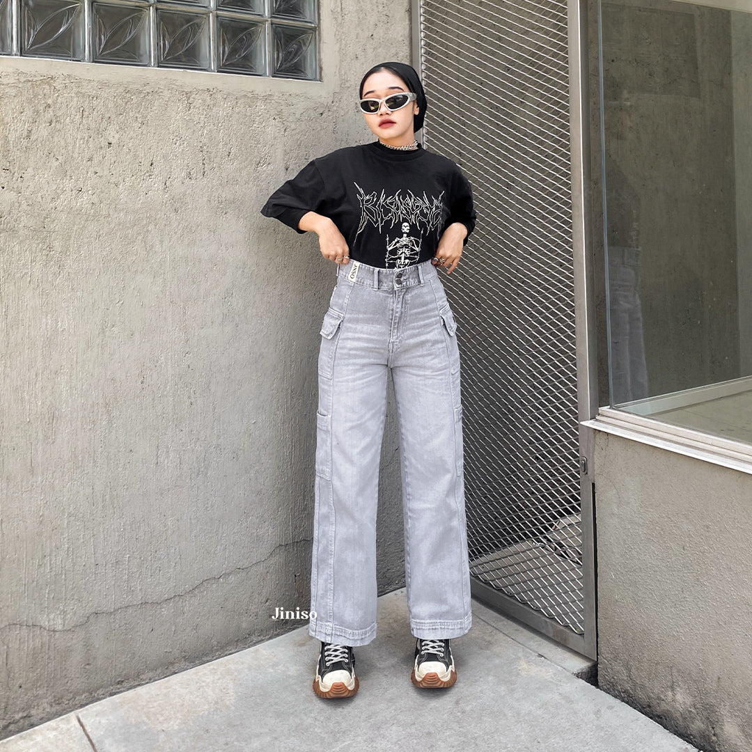 JINISO - Highwaist Cargo Baggy Jeans 415 HANDS UP