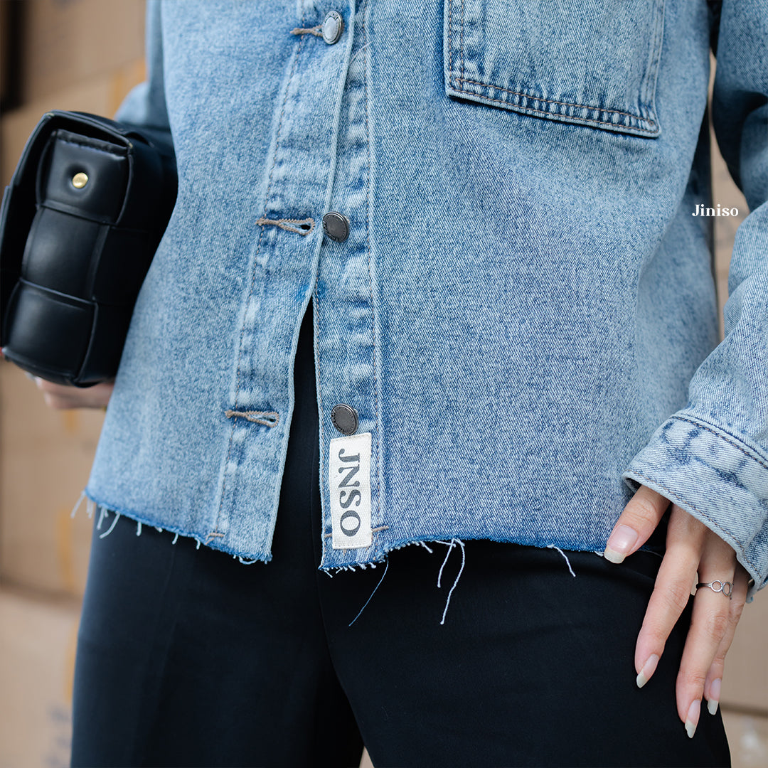 JINISO Jaket Jeans Oversize Seoul Blue Acid