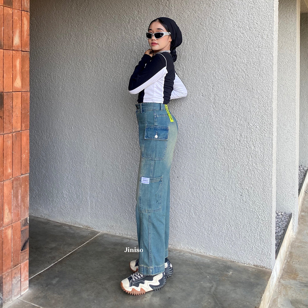JINISO - Cargo Baggy Highwaist Jeans 417 HANDS UP