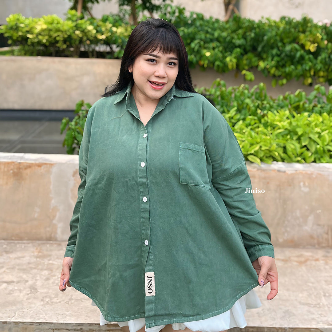 JINISO - Big Size Kemeja Denim Oversize HYPER ACTIVE