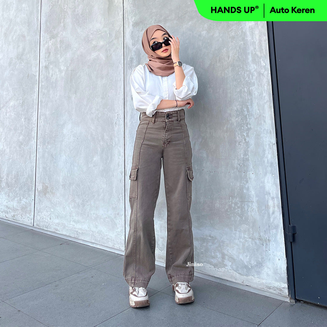 JINISO - Highwaist Cargo Loose Jeans 401 HANDS UP