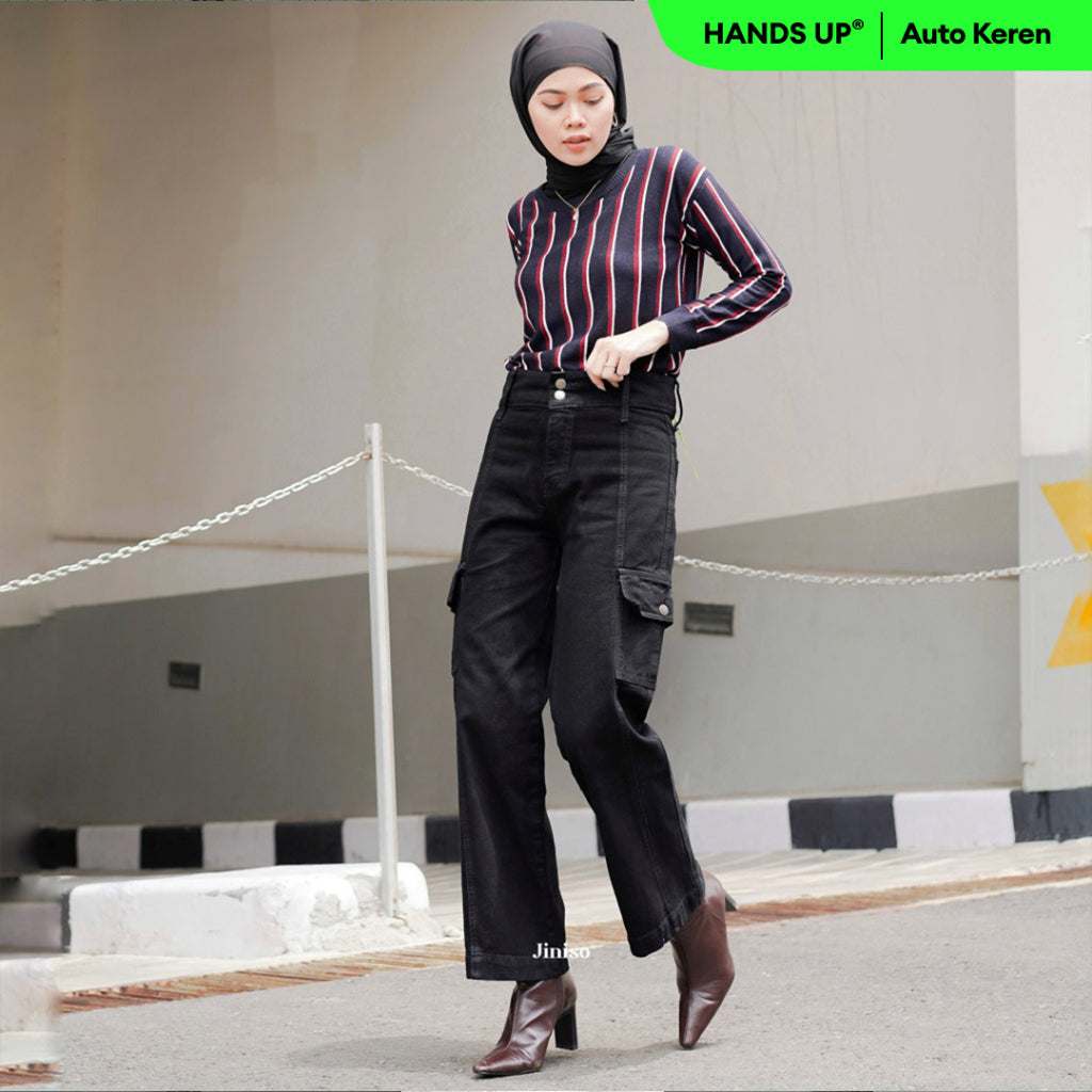 JINISO - Highwaist Cargo Loose Jeans 406 HANDS UP