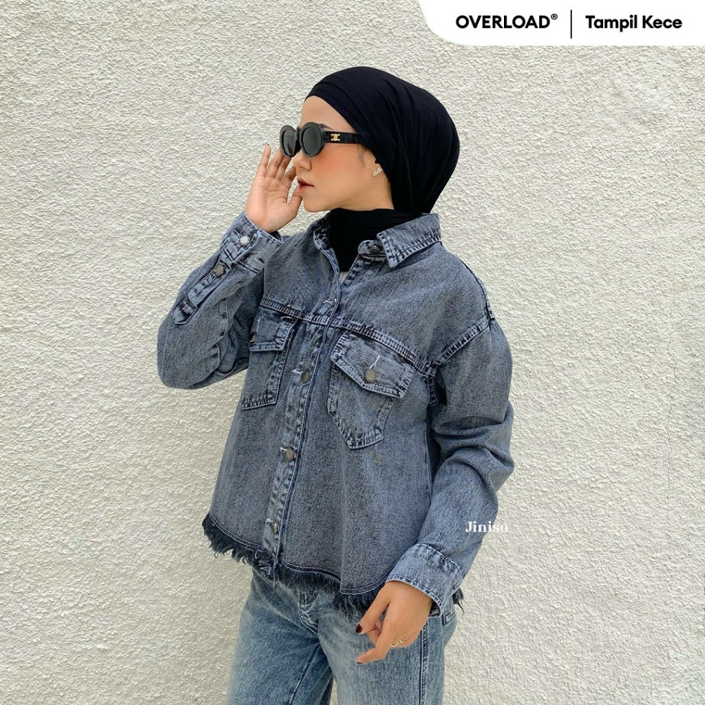 JINISO Jaket Jeans Oversize Marva Snow Grey