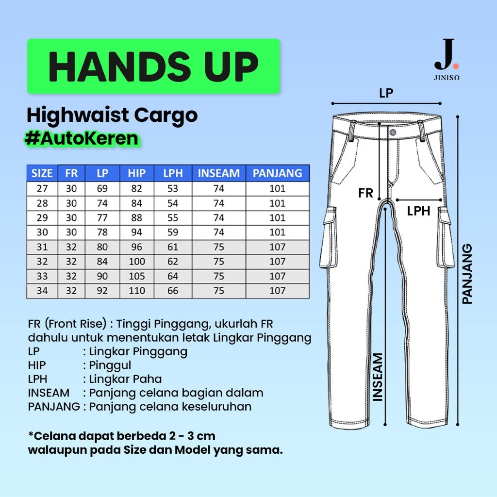 JINISO - Highwaist Cargo Loose Jeans Black Army 403 HANDS UP