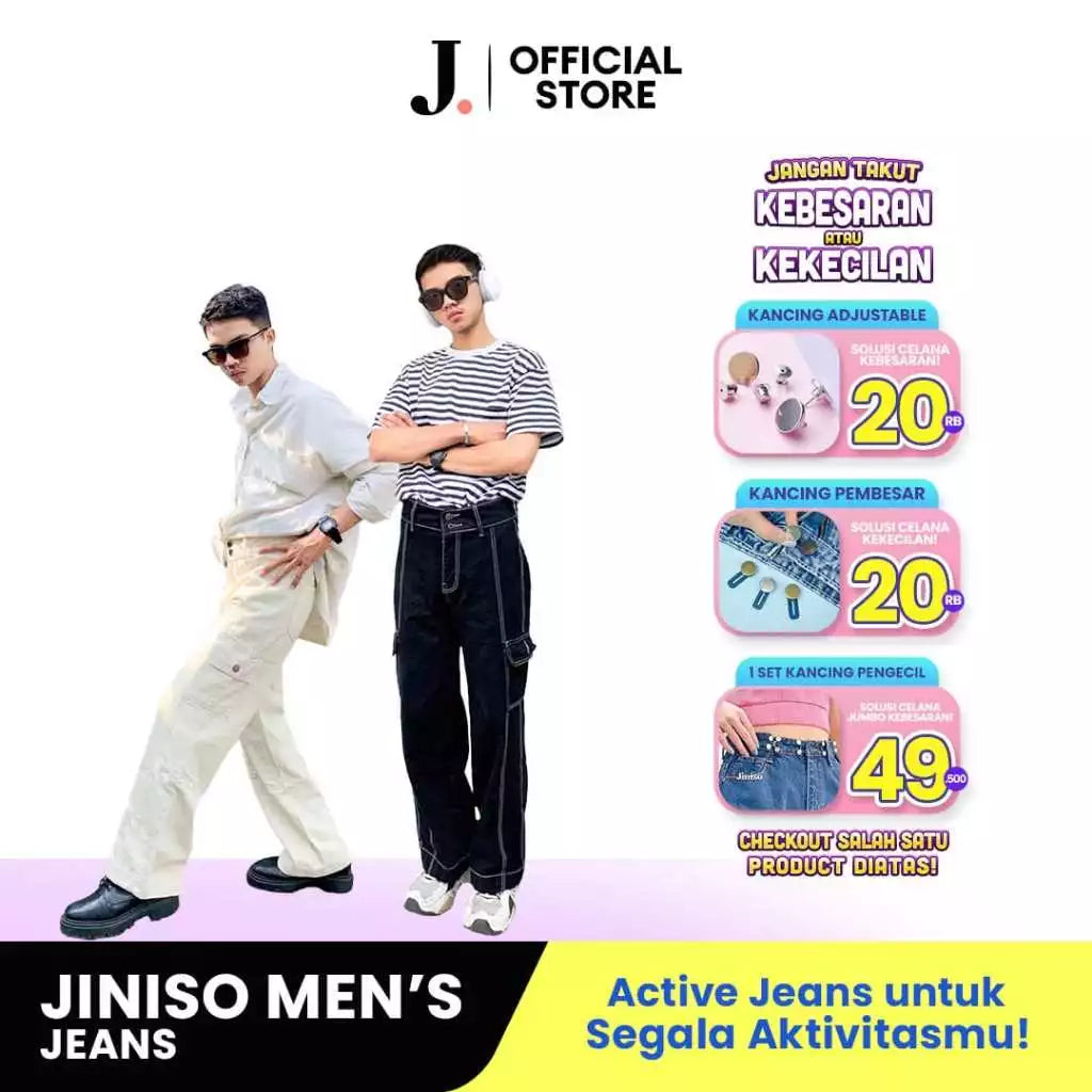 JINISO Loose Cargo Denim Jeans Pria 406