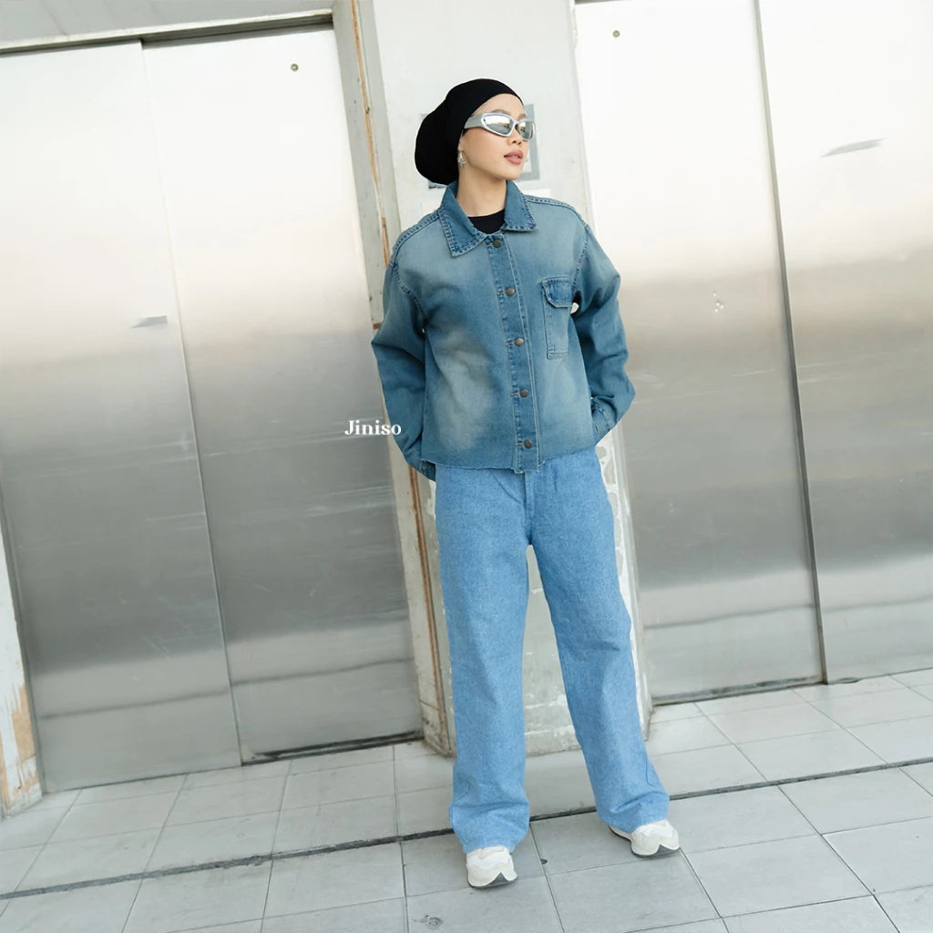 JINISO Jaket Jeans Oversize Seoul Blue Wash
