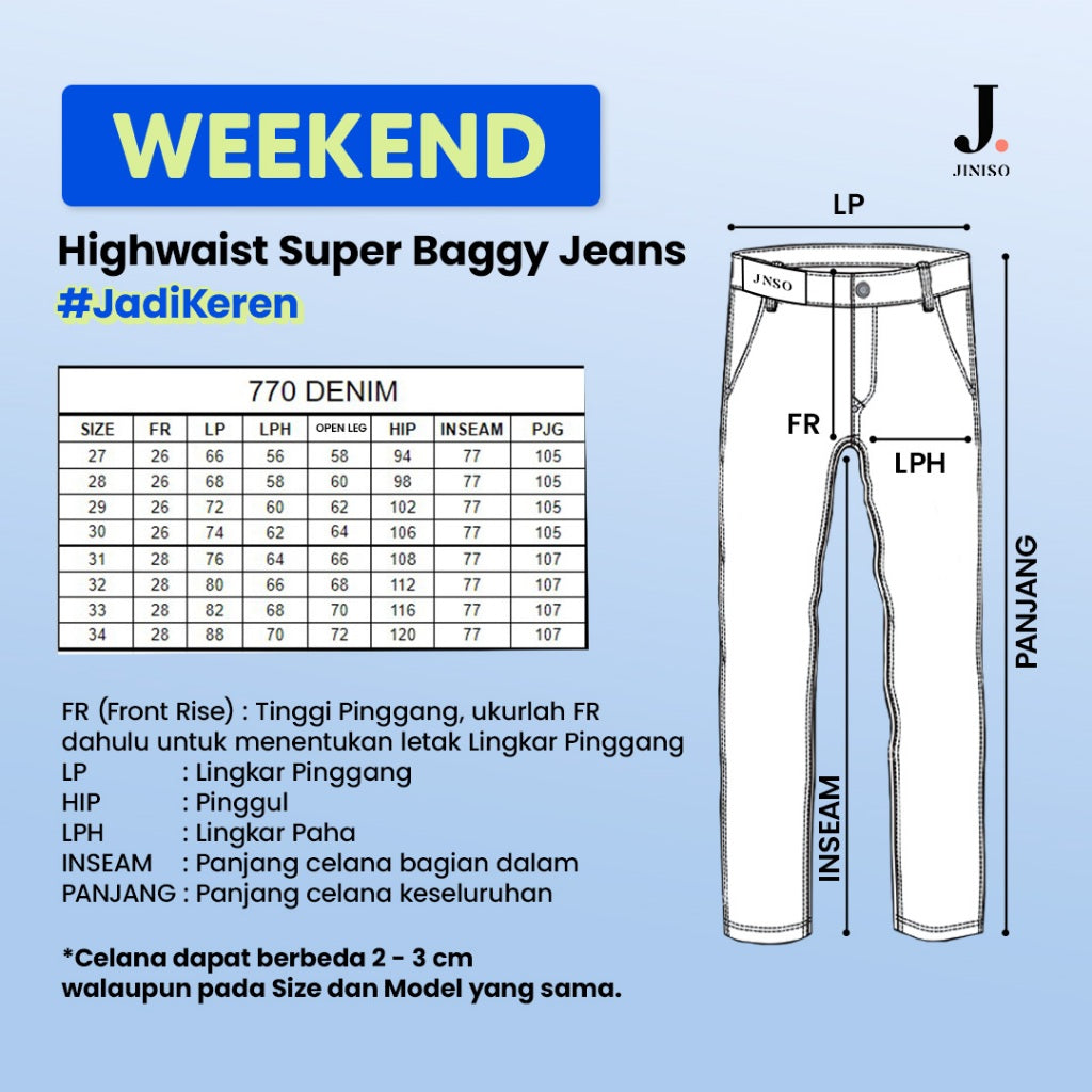 JINISO Oversize Baggy Loose Jeans Pria 770