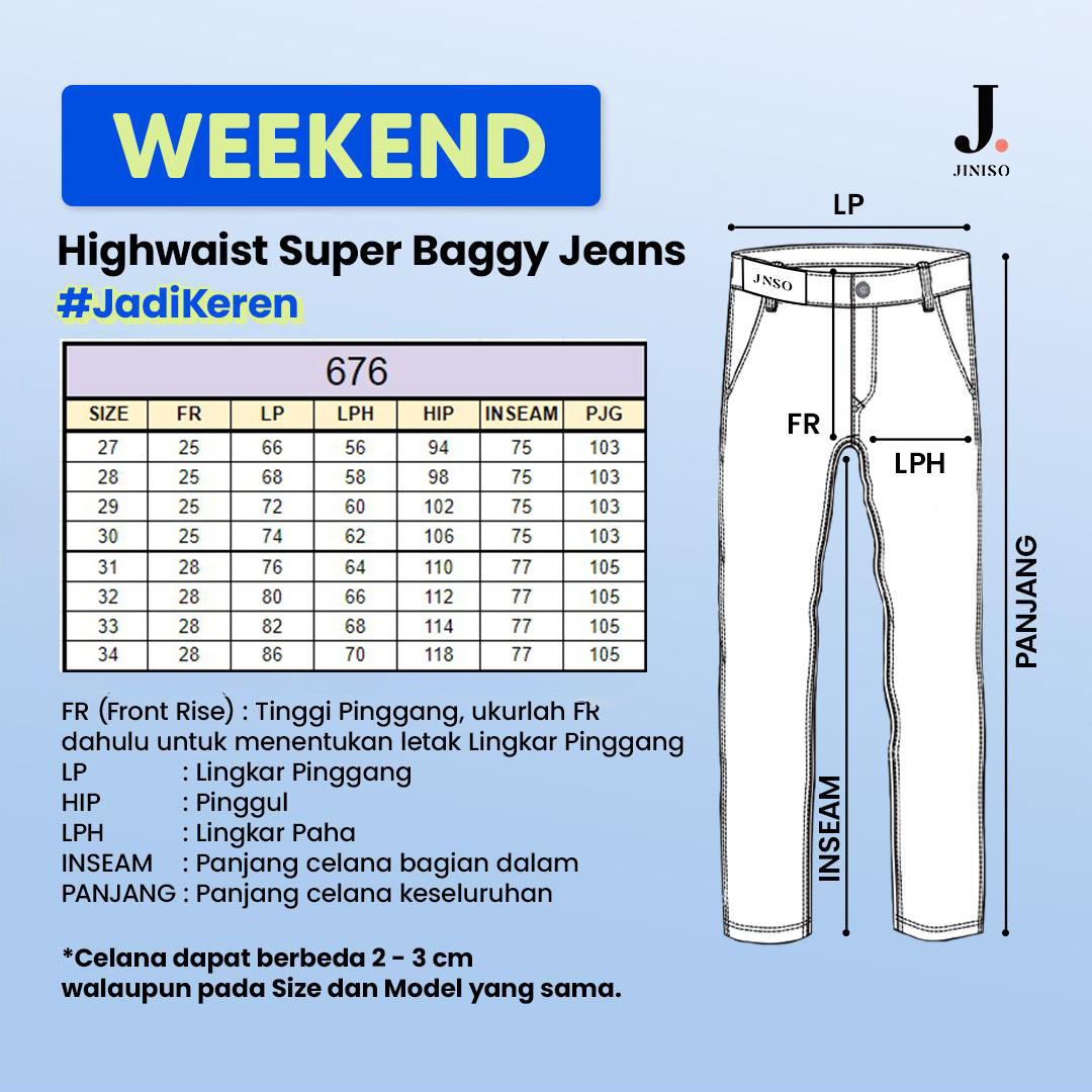JINISO Oversize Baggy Loose Jeans Pria 676