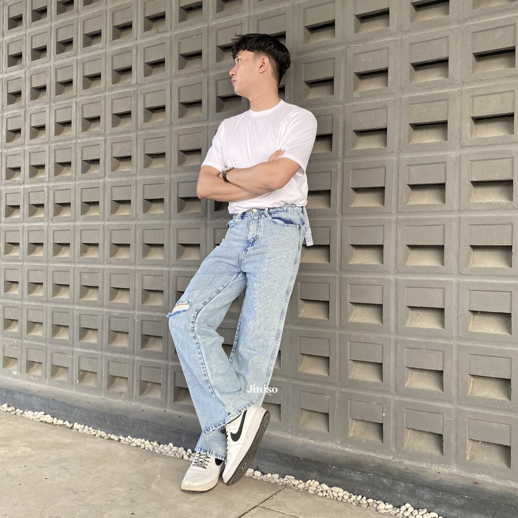 JINISO Loose Denim Jeans Pria Ripped 844