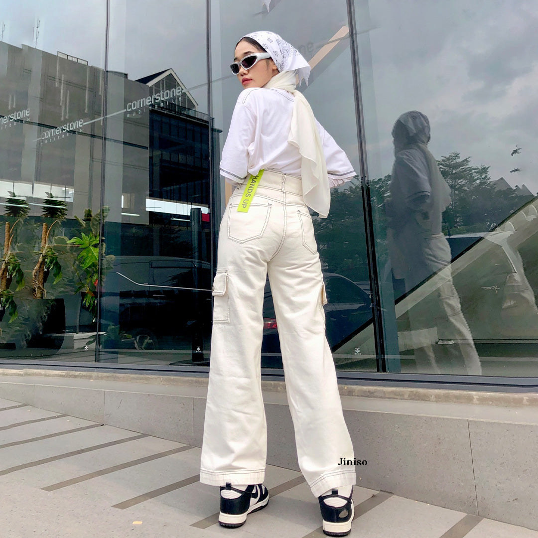 JINISO - Highwaist Cargo Loose Jeans 409 HANDS UP