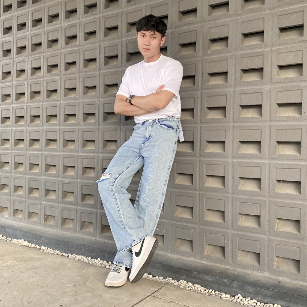 JINISO Loose Denim Jeans Pria Ripped 844