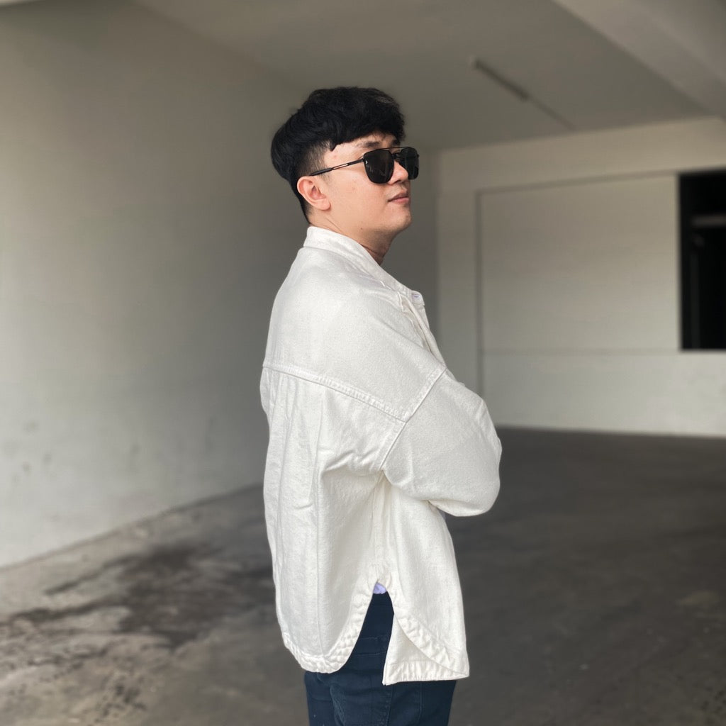 JINISO Pria Button Jaket Jeans Oversize Khaki
