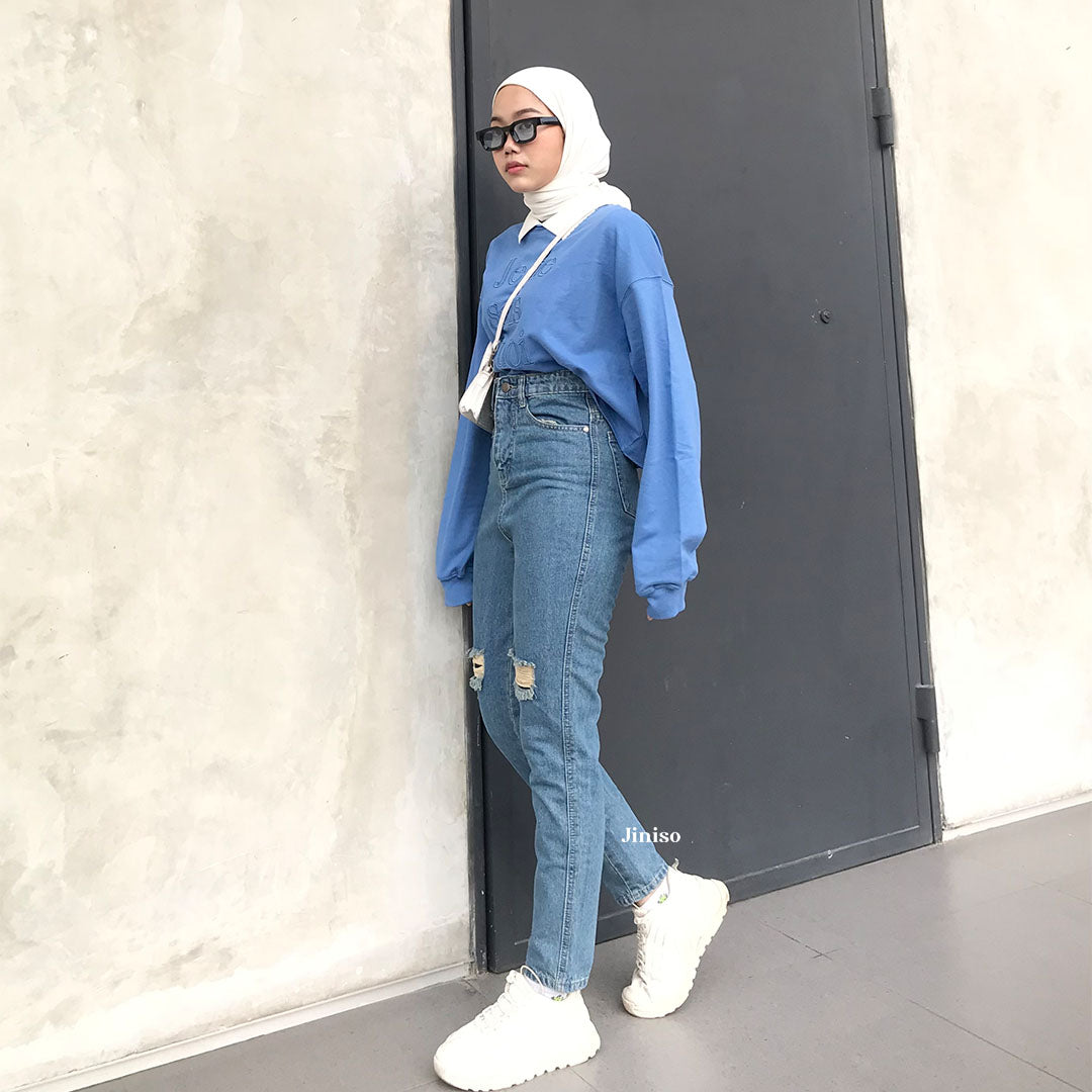 JINISO - Highwaist Boyfriend Ripped Jeans 022 MYSTIC GAL