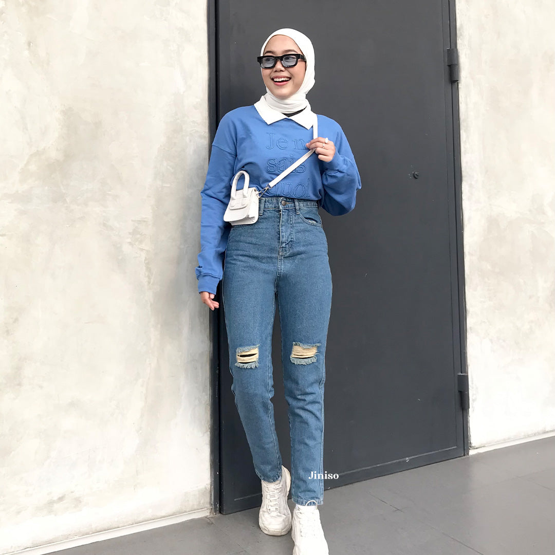 JINISO - Highwaist Boyfriend Ripped Jeans 022 MYSTIC GAL