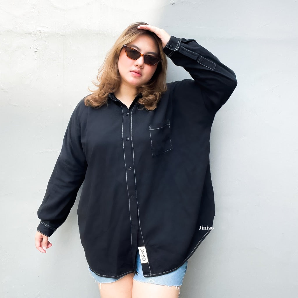 JINISO - Big Size Kemeja Denim Oversize HYPER ACTIVE