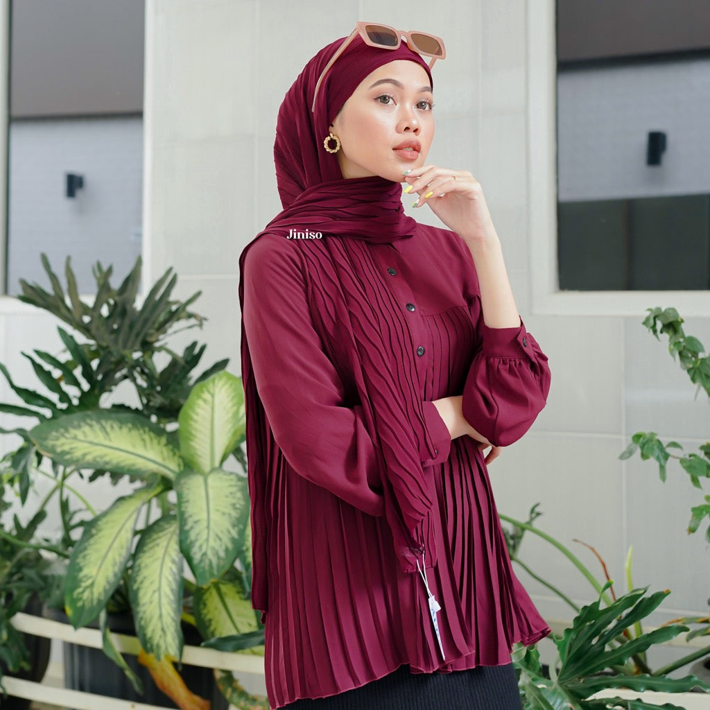 JINISO - Aura Maroon Vibe Active Hijab Pashmina Shawl