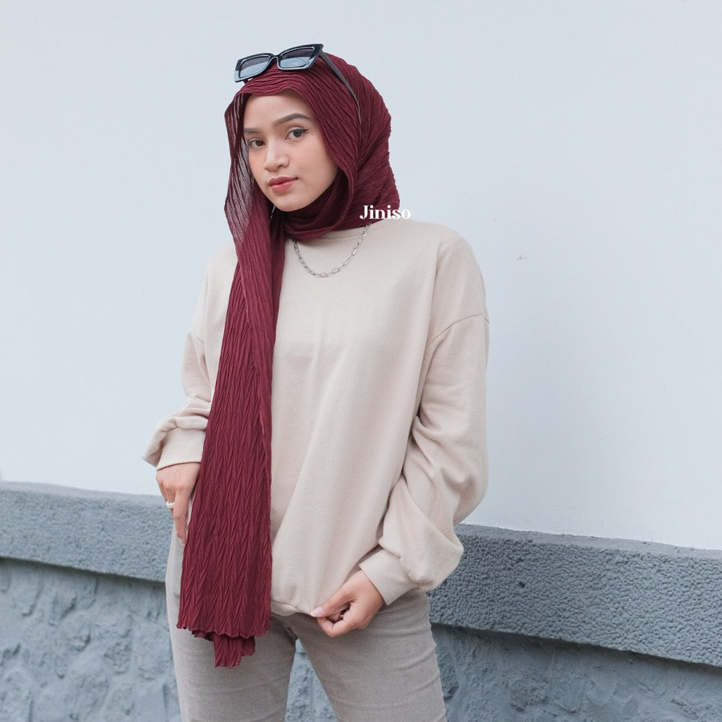 JINISO - Aura Maroon Vibe Active Hijab Pashmina Shawl