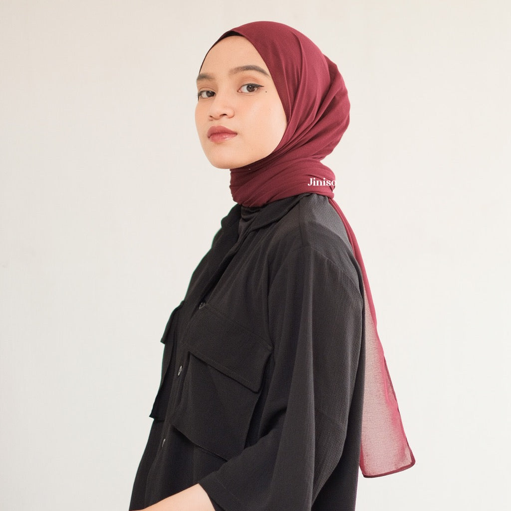 JINISO - Aura Maroon Vibe Active Hijab Pashmina Shawl