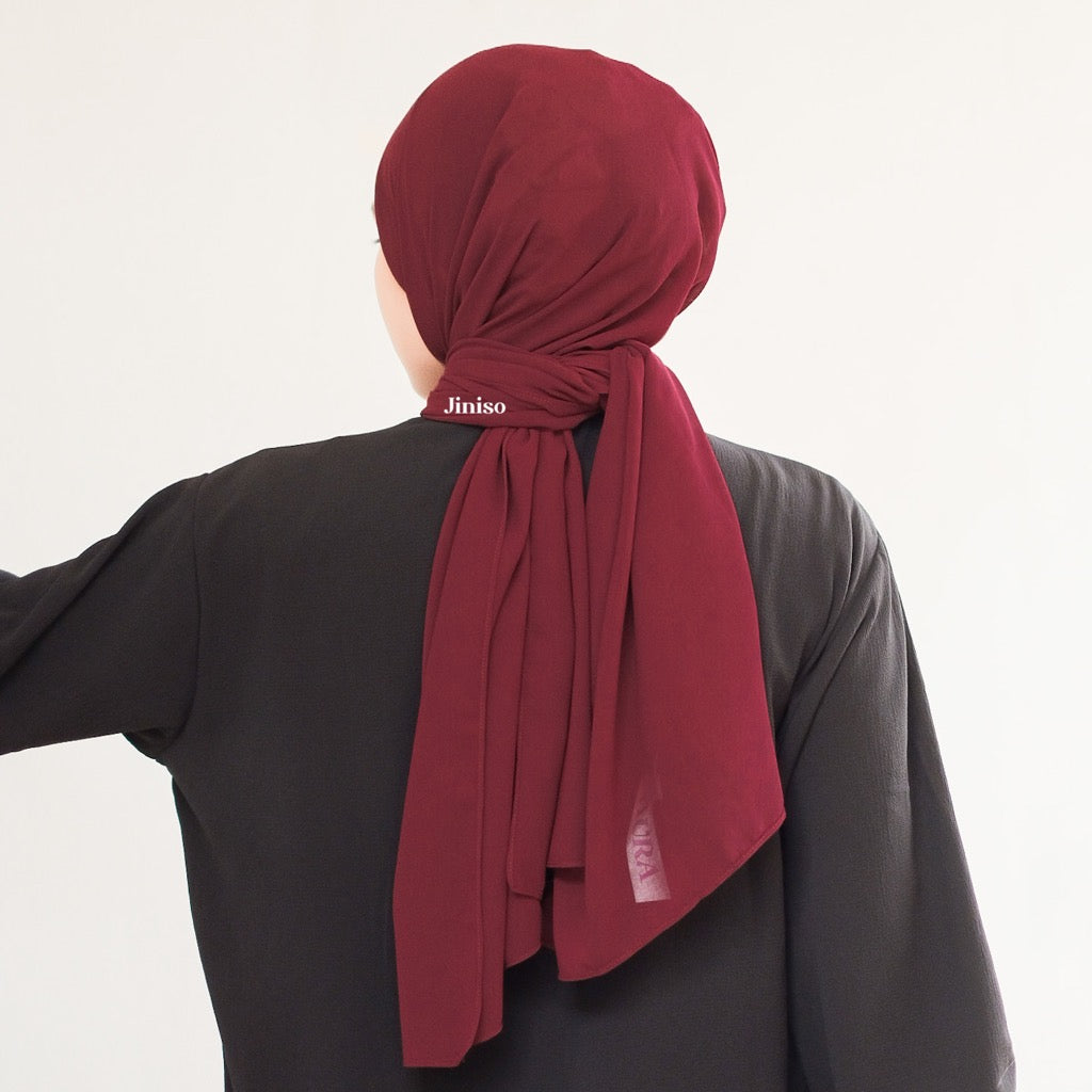JINISO - Aura Maroon Vibe Active Hijab Pashmina Shawl