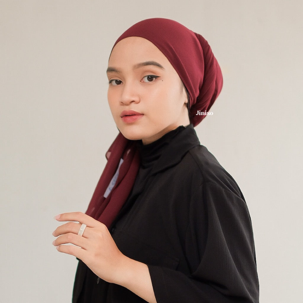 JINISO - Aura Maroon Vibe Active Hijab Pashmina Shawl