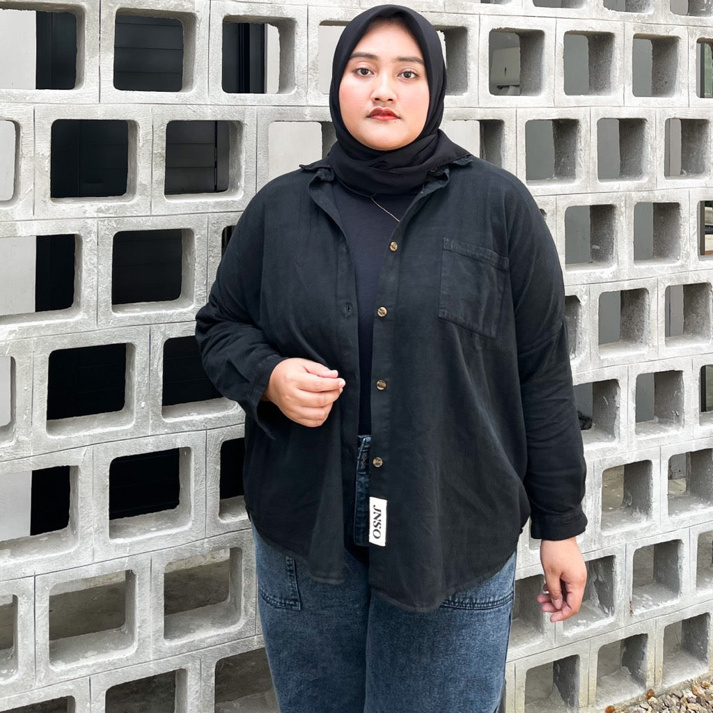 JINISO - Big Size Kemeja Denim Oversize HYPER ACTIVE