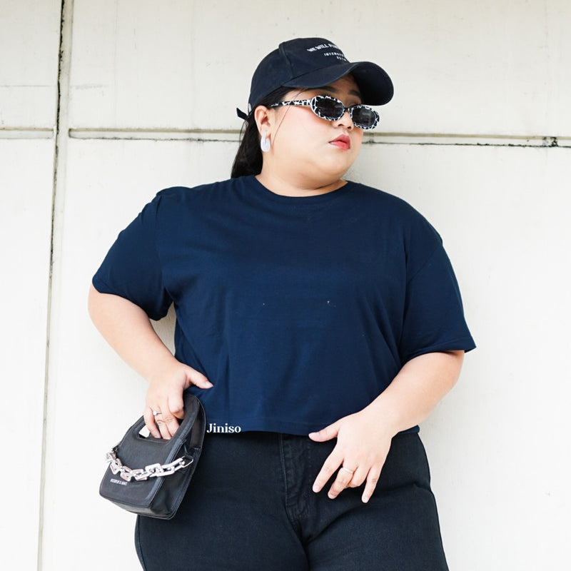 JINISO Kaos Big Size Crop Top Oversize Polos T-Shirt