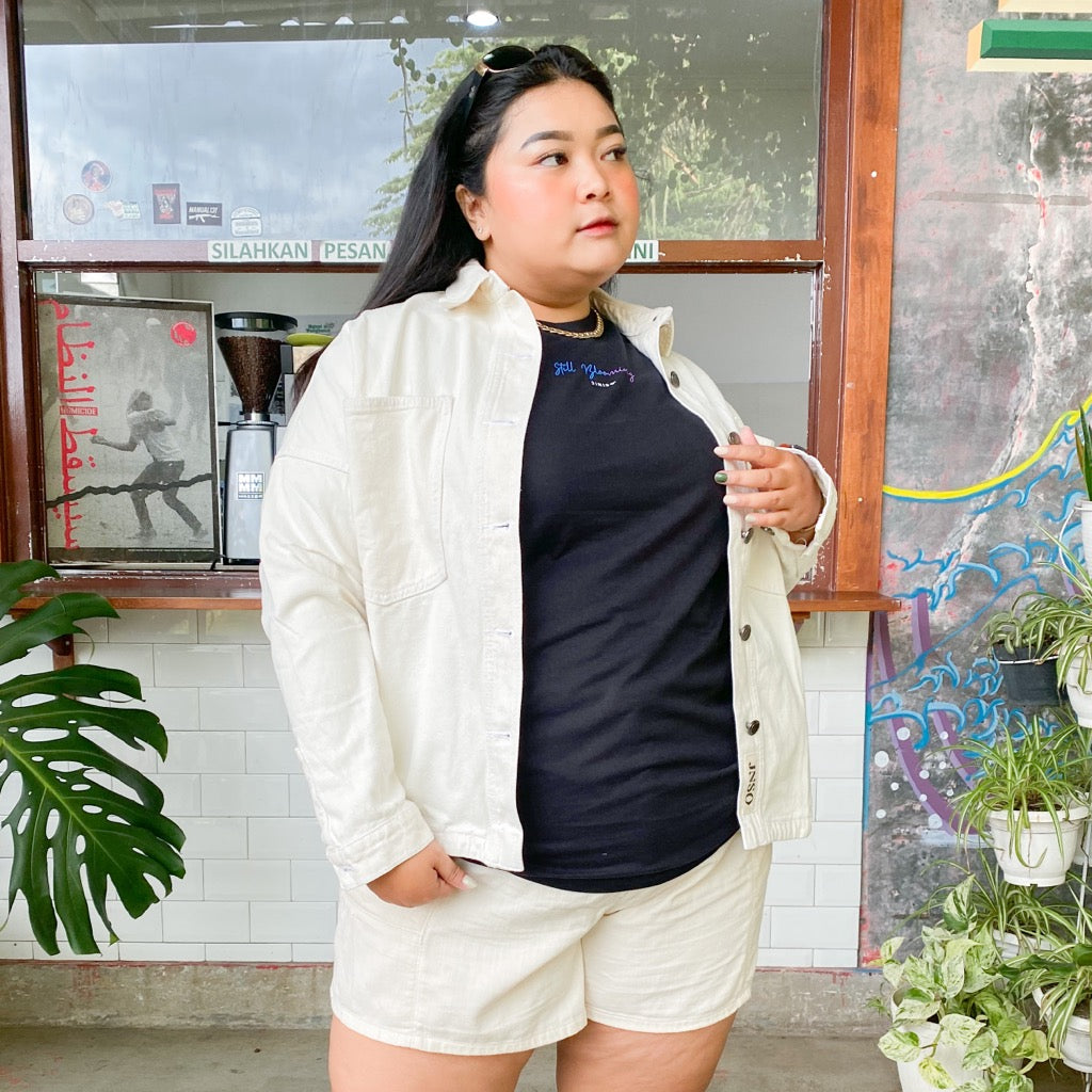 JINISO Big Size Button Jaket Jeans Oversize Khaki