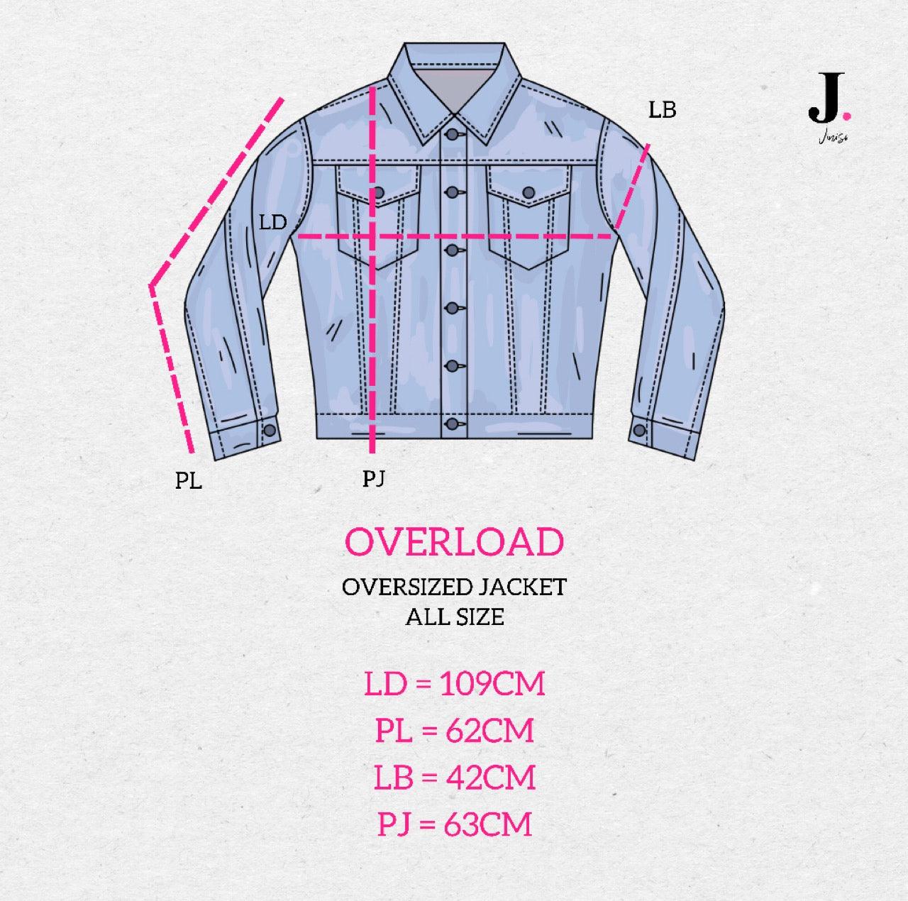 JINISO Jaket Jeans Oversize Vintage Blue Acid
