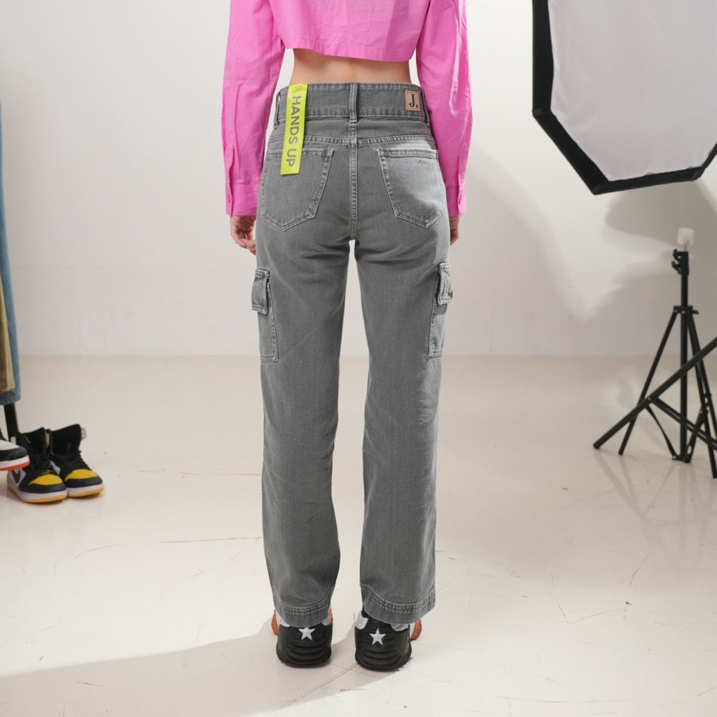 JINISO - Highwaist Cargo Loose Jeans 408 HANDS UP