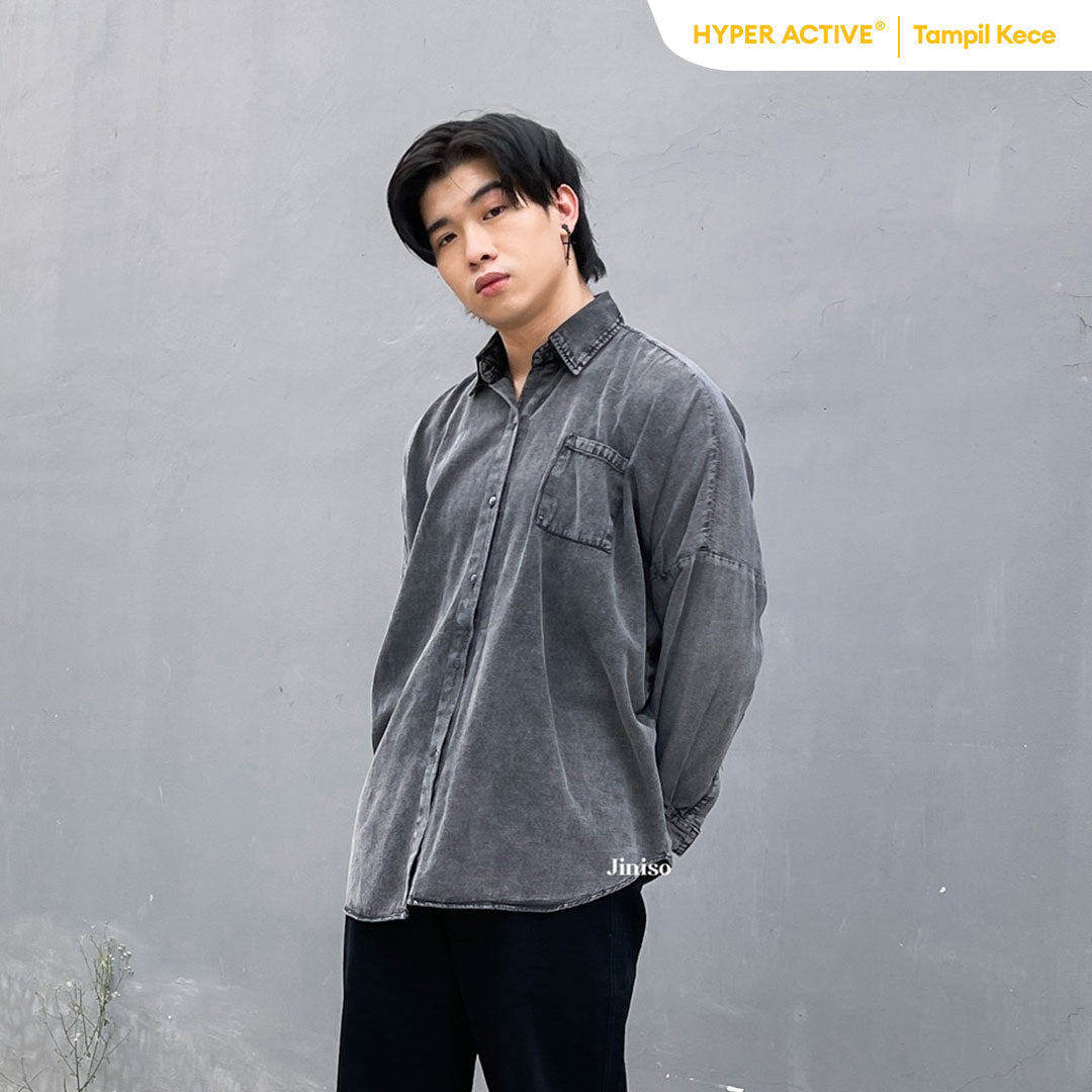 JINISO - Denim Shirt Kemeja Oversize HYPER ACTIVE