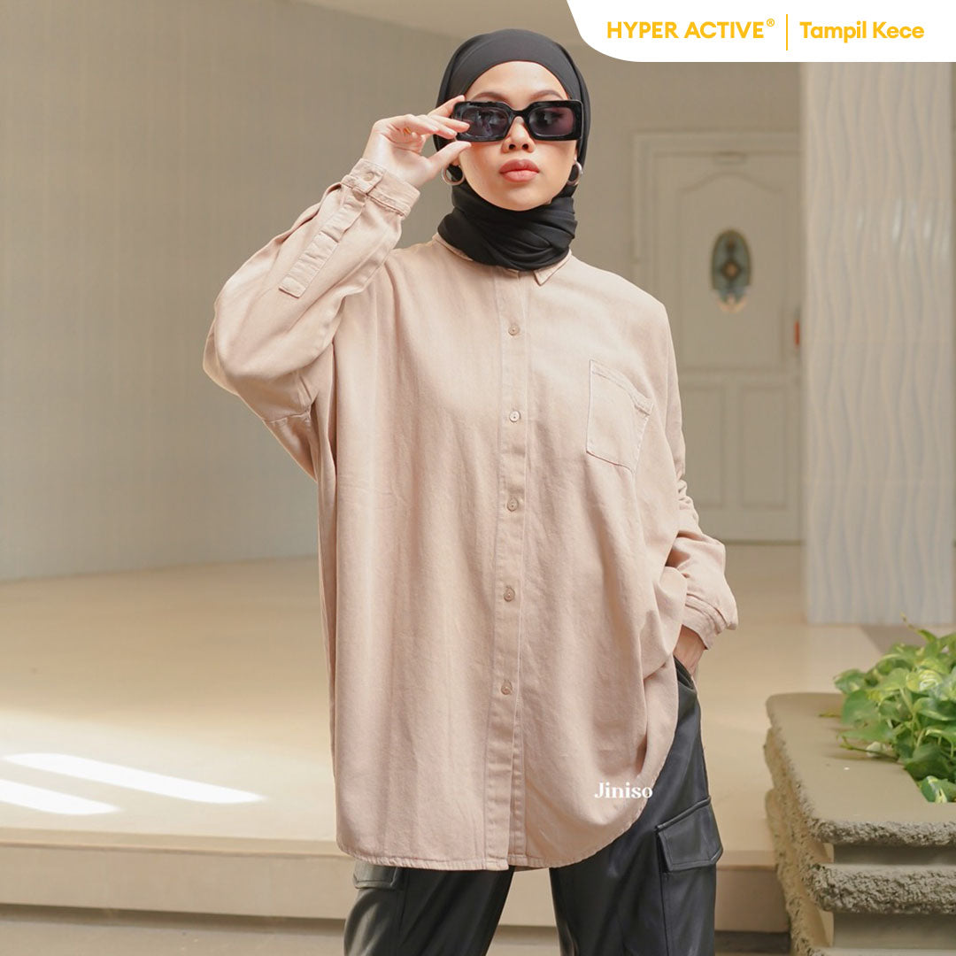 JINISO Kemeja Oversize Shirt Coco Milk HYPER ACTIVE
