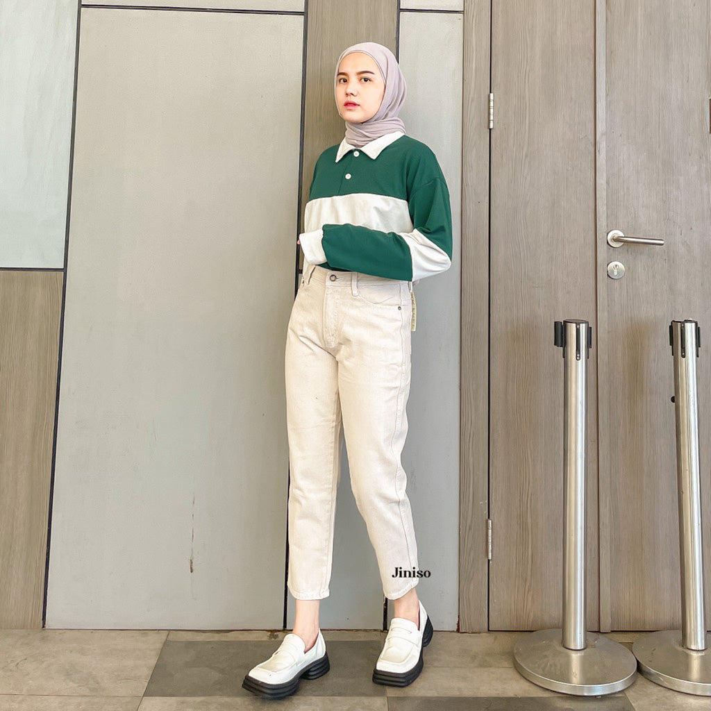 JINISO - Highwaist Mom Jeans Khaki 357 BREAK FREE