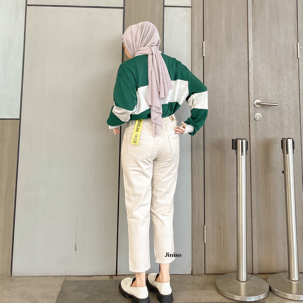 JINISO - Highwaist Mom Jeans Khaki 357 BREAK FREE