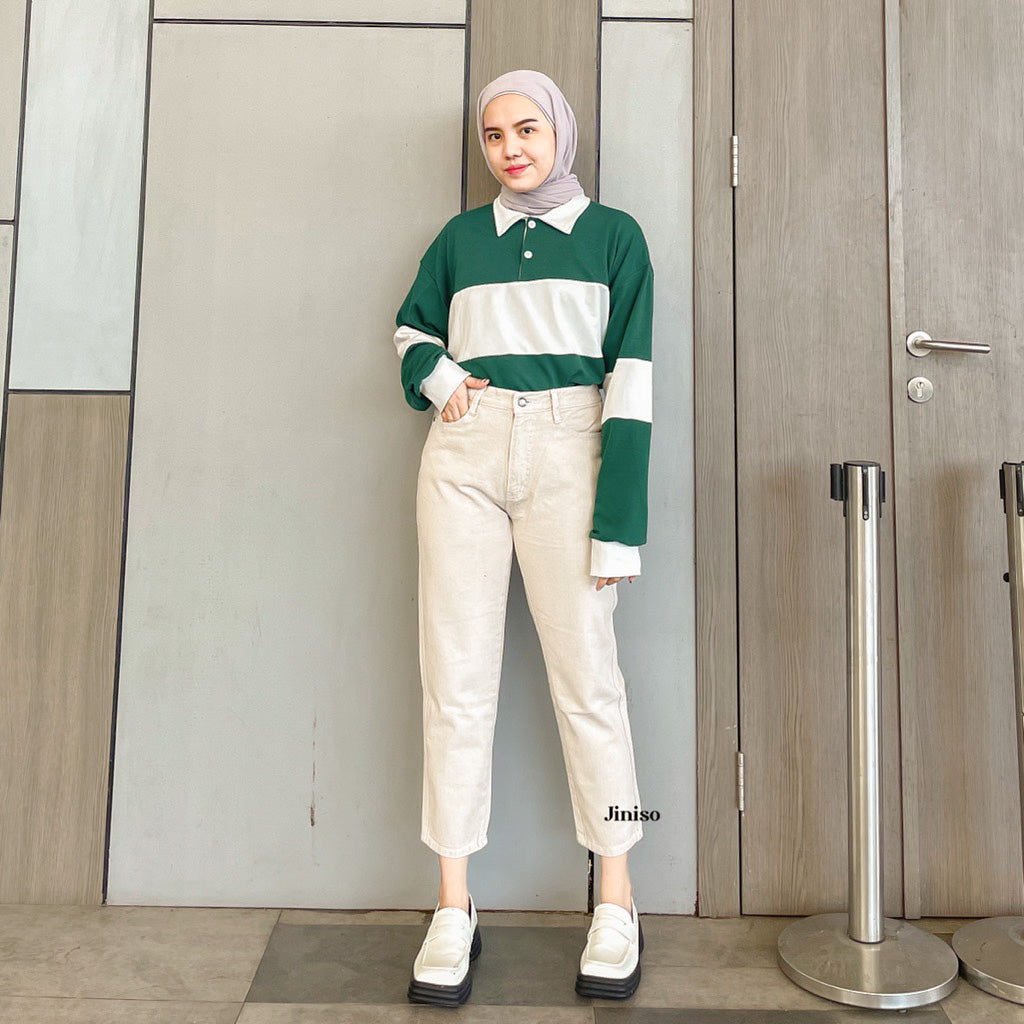 JINISO - Highwaist Mom Jeans Khaki 357 BREAK FREE