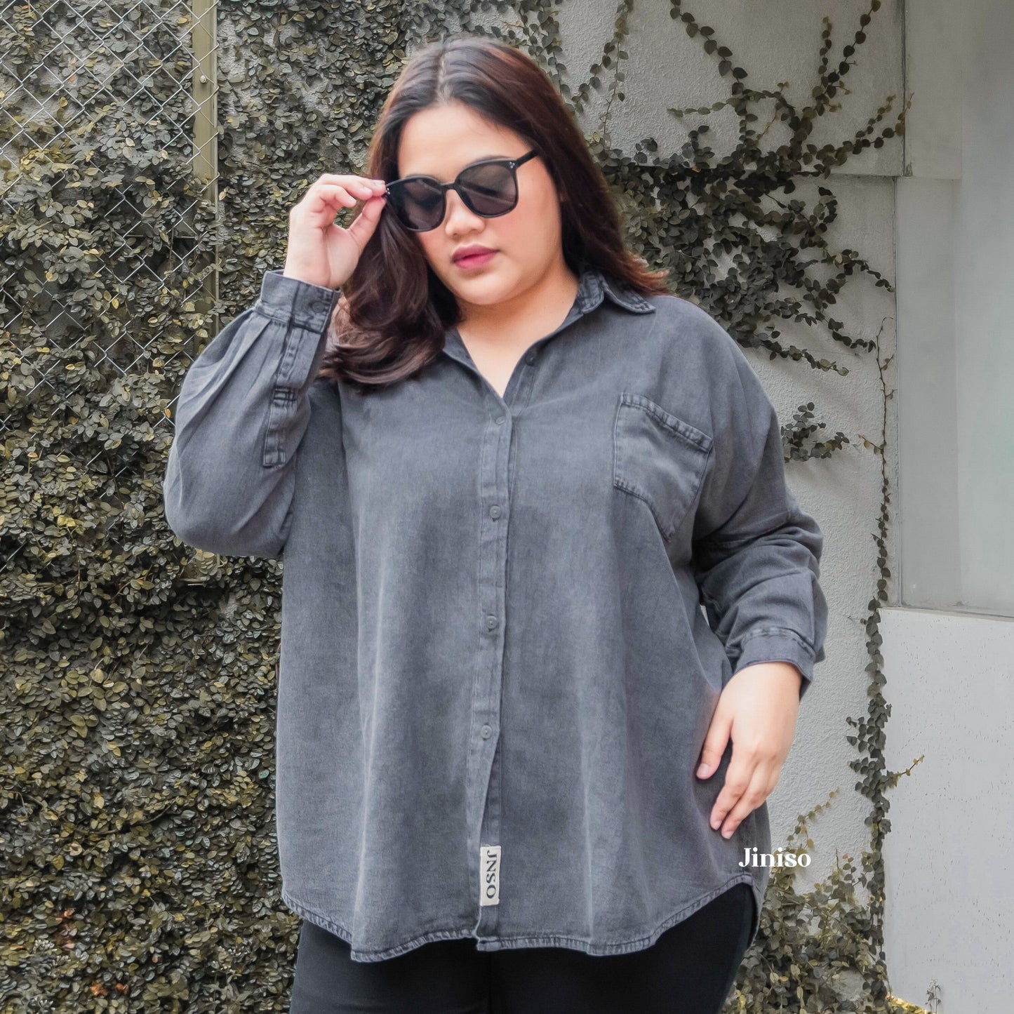JINISO - Big Size Kemeja Denim Oversize HYPER ACTIVE
