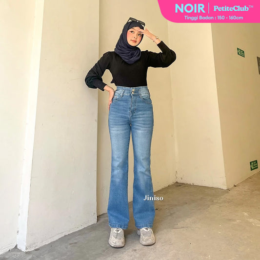 JINISO - Petite Highwaist Stretch Cutbray Jeans 121 NOIR