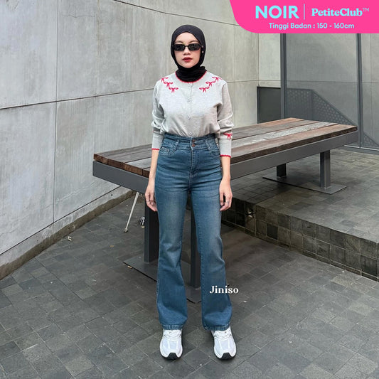 JINISO - Petite Highwaist Stretch Cutbray Jeans 122 NOIR