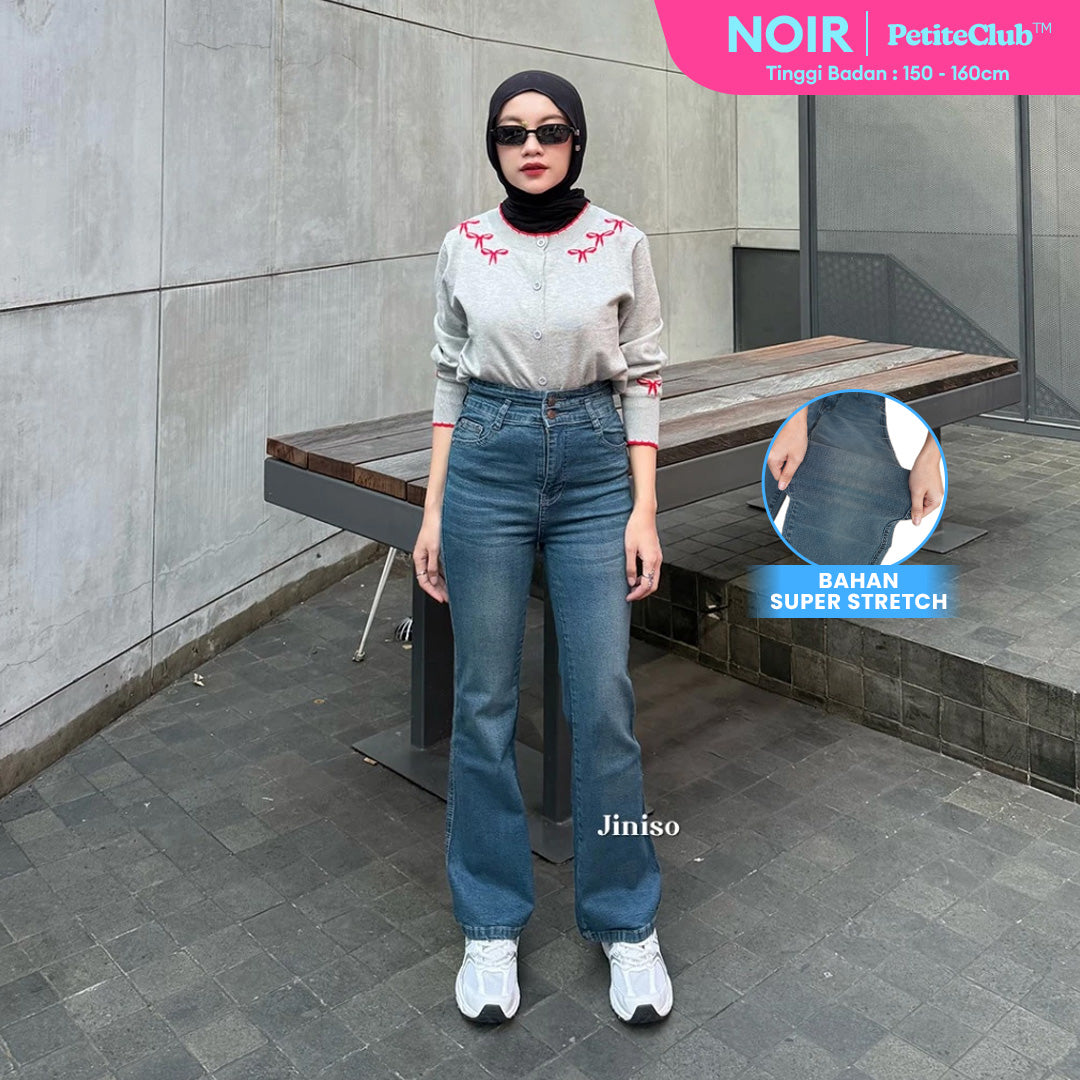 JINISO - Petite Highwaist Stretch Cutbray Jeans 122 NOIR