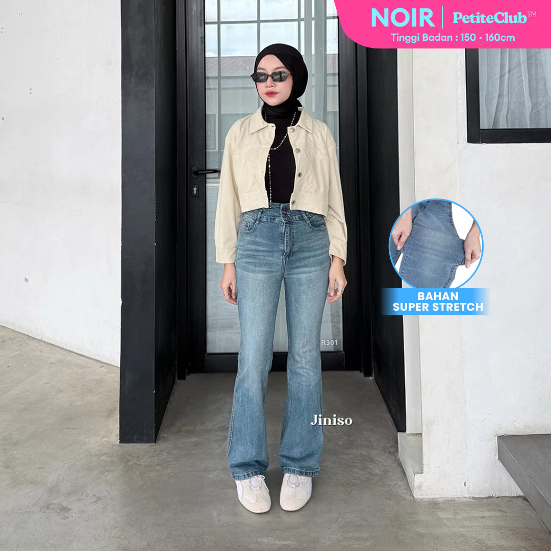 JINISO - Petite Highwaist Stretch Cutbray Jeans 123 NOIR