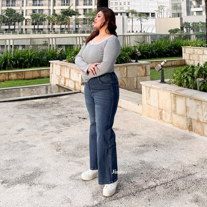 JINISO - Jumbo Highwaist Straight Jeans Loose Stretch 1503 REAL CURVY