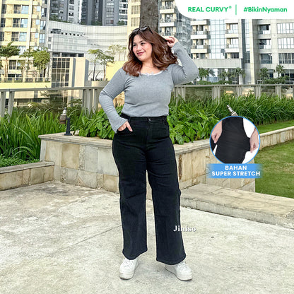 JINISO - Jumbo Highwaist Straight Jeans Loose Stretch 1506 REAL CURVY