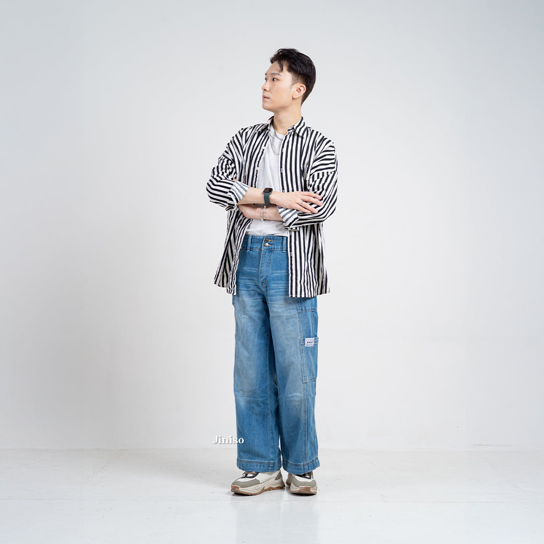 JINISO Cargo Baggy Denim Jeans Pria 413