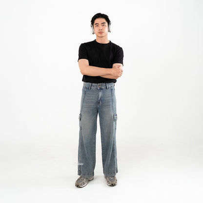 JINISO Loose Cargo Denim Jaens Pria 405