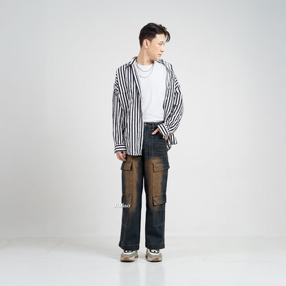 JINISO  Highwaist Cargo Loose Jeans Pria 553